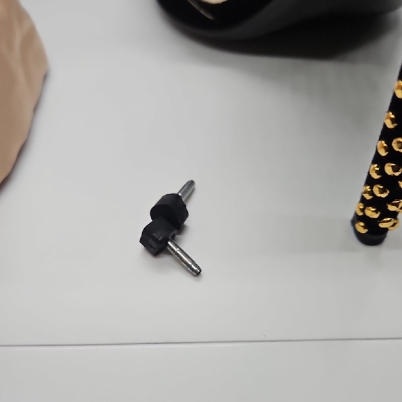 Prada Black Suede T-Strap Heels with Gold Studs W Box, Dustbag, Spare Tips 38.5 - Picture 4 of 12